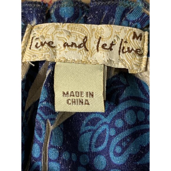 Live And Let Live Velour Peasant Top M EUC 3/4 Sleeve Stretch 8827 Boho Tassle - Picture 4 of 7